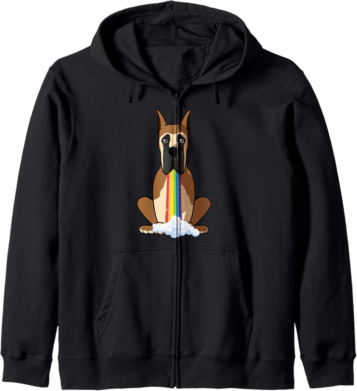 Lustige Deutsche Dogge Hund in bunten Regenbogen Maul Kapuzenjacke