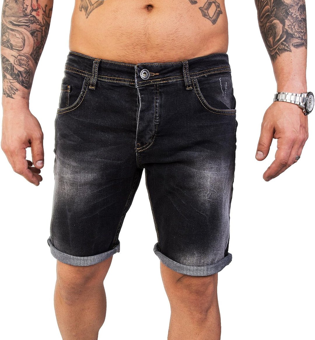 Rock Creek Herren Shorts Jeansshorts Denim Stretch Sommer Shorts Regular Slim M23 29W Schwarz, 29W S