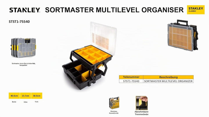 Stanley Sortmaster Organizer Multi-Level (Zwei-Ebenen-Organizer, transparenter Deckel, herausnehmbar