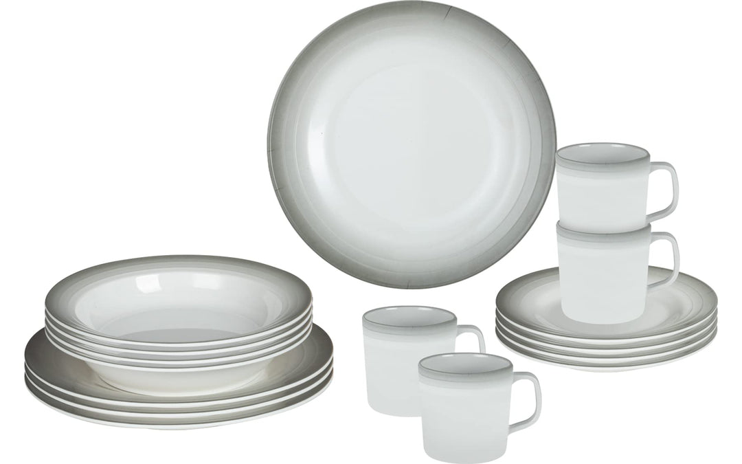 Brunner 0830160N.C5S Set Teller und Tassen aus bruchsicherem Melamin, 16 Stück, Set Astralys