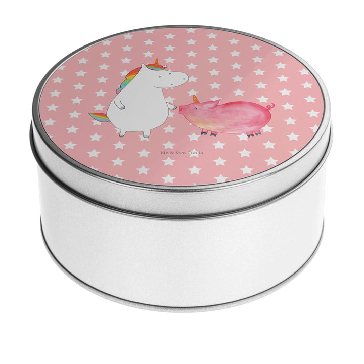 Mr. & Mrs. Panda Blechdose rund Einhorn Schwein - Geschenk, Einhörner, Freundin, Geschenkbox, Metall