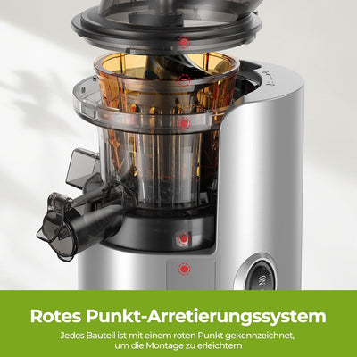 AIRMSEN Slow Juicer, Entsafter Gemüse und Obst mit 82mm Grossem Einfüllöffnung für ganze Früchte ent