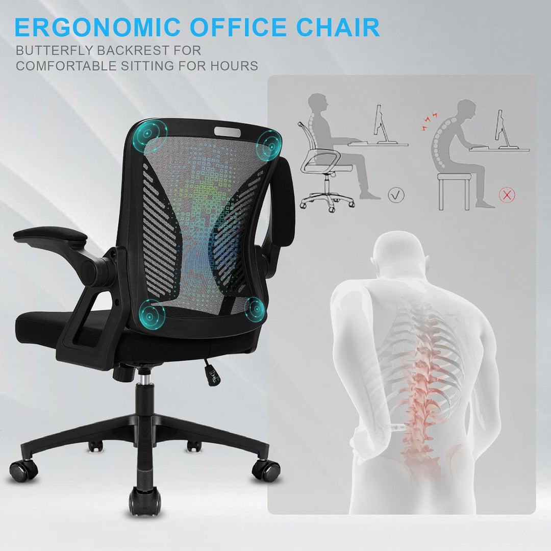Milacyee Bürostuhl Ergonomisch, Bürostuhl, Schreibtischstuhl mit Verstellbarer Armlehnen, Lendenwirb