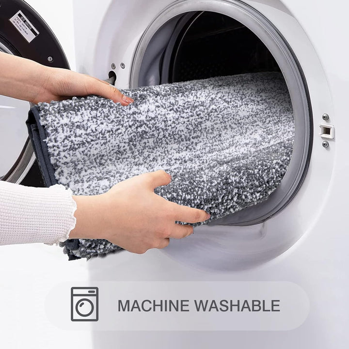 Super Weich Badematten Grau Mikrofaser Hochflor Badezimmerteppich rutschfeste Maschinenwaschbar Badt