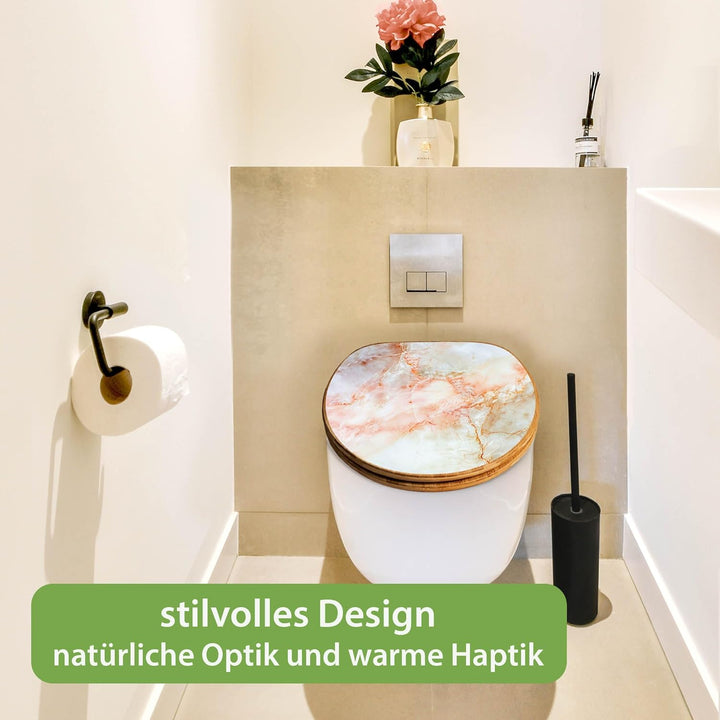 banjado Design WC Sitz Bambus Absenkautomatik 45,8x37,5cm - Toilettendeckel mit Absenkautomatik Holz