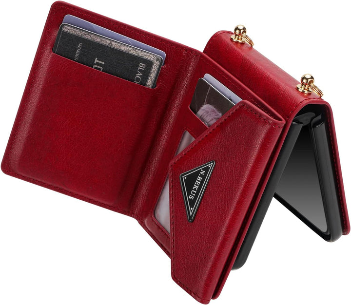 UDBKKDX Handyhülle für Samsung Galaxy Z Flip 5, Schutzhülle Mattes Leder mit Standfunktion hülle Kam