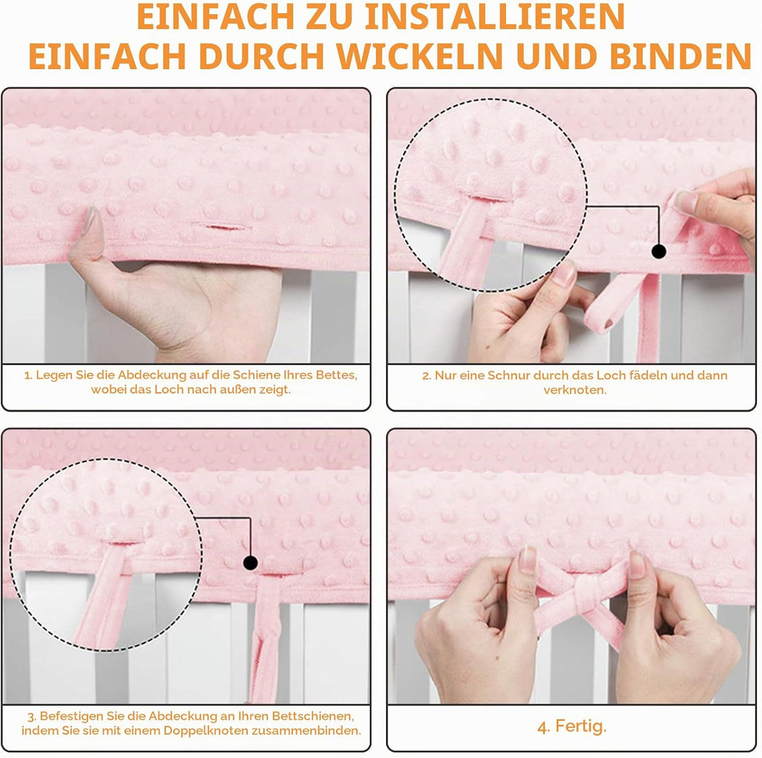 IULONEE 3pcs Baby Bed Rail Cover Protector Set Kinderbett Kantenschutz 128x18cm/68x18cm Bettkantensc