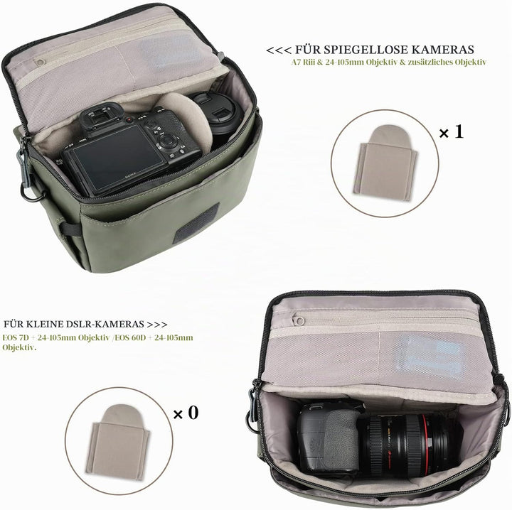 Besnfoto Kameratasche Kleine DSLR Kamera Umhängetasche für Fotografen wasserdichte Messenger Bag Cro