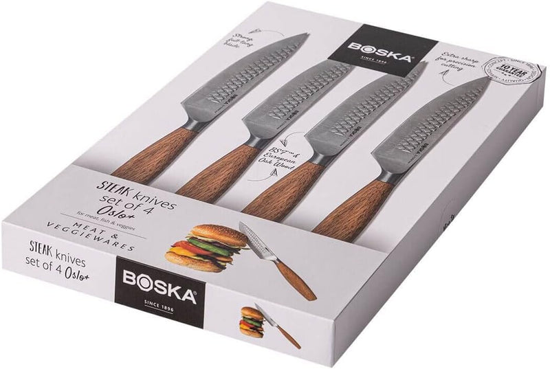 Boska Steakmesser-Set Oslo+ / 4er-Set/Edelstahl-Messerset/Zum Schneiden von Fleisch(ersatz), Fisch,