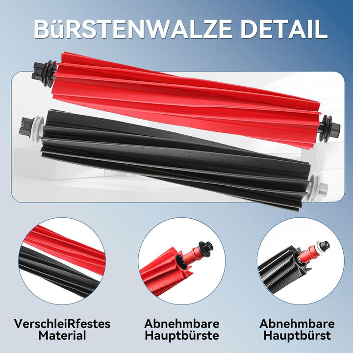 Zubehör für Roborock Q5 Pro/Q5 Pro+/Q8 Max/Q8 Max+ | 2 Hauptbürsten + 4 HEPA-Filter + 6 Wischtücher