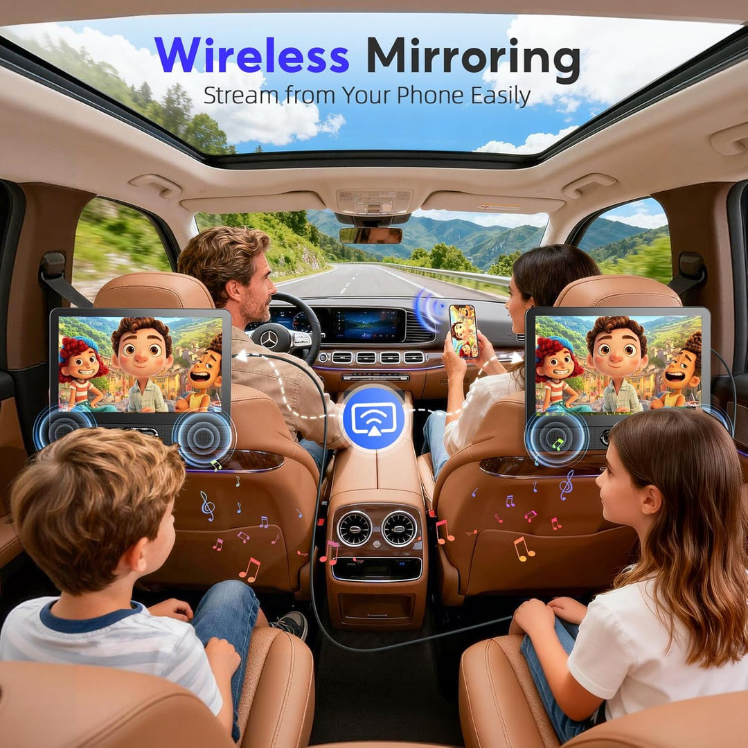Arafuna 12" Dual Auto DVD Player, 178° HD IPS Bildschirm, 2 Bildschirme, Wireless Mirror Link, Wiede