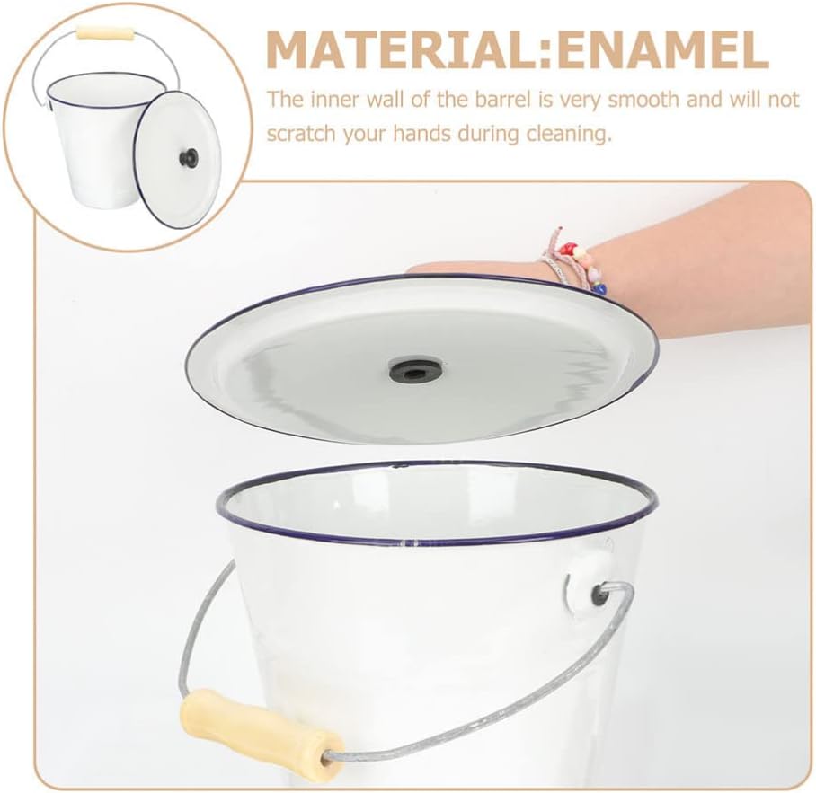 Cabilock Wassereimer Emaille Eimer 9L Eiseimer Milcheimer Metall Mülleimer Lebensmittel Eimer mit De