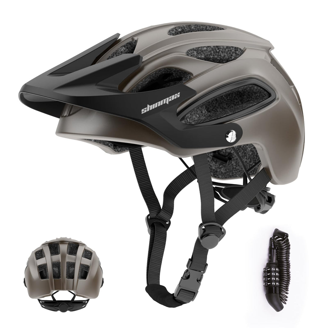 Shinmax Fahrradhelm für Herren Damen, Fahrrad Helm mit Beweglich Visier Titan L(58-61CM), Titan L(58