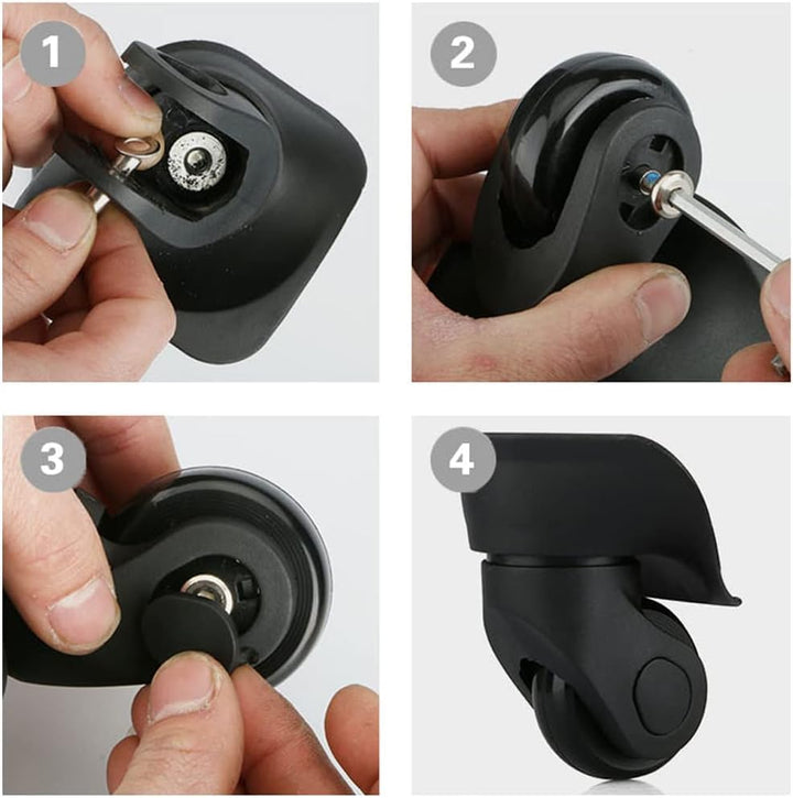 JiaDanweng Kofferrollen Ersatz Rollen 4 Stück Set Reparaturset 50mm Wheels für Koffer Trolley Skate,