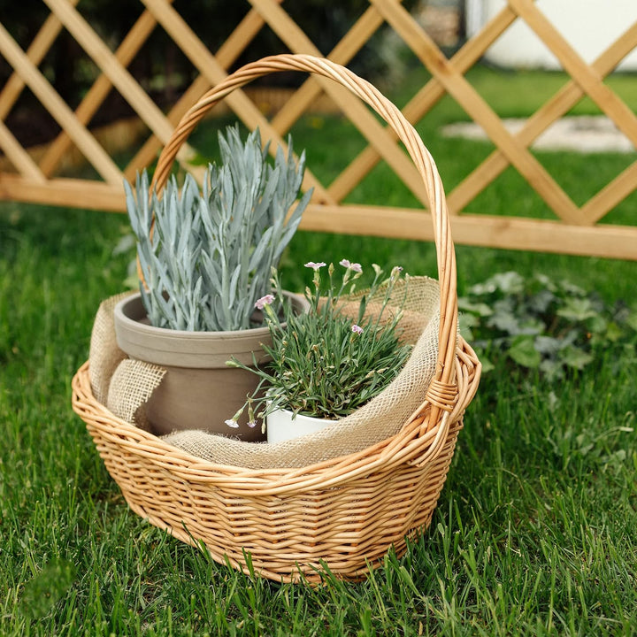 Creative Home Oval Einkaufskorb Weidenkorb Schrägem mit Henkel | 45 x 32 x 43 cm (+/- 1 cm) | Gross