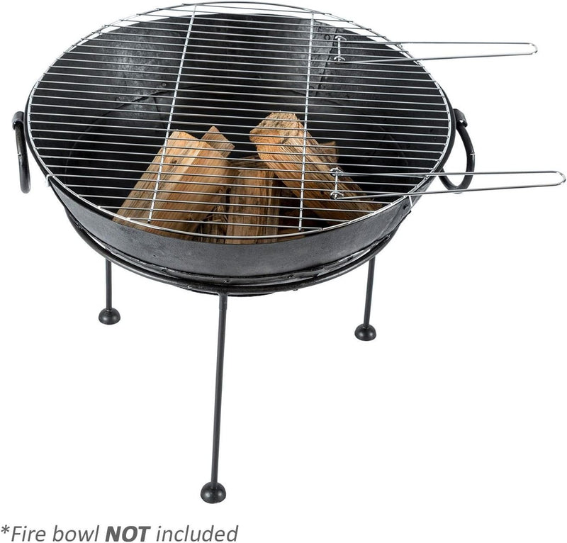 Homescapes abnehmbarer Grillrost mit Handgriffen, für Feuerschalen, 60cm Durchmesser Silber