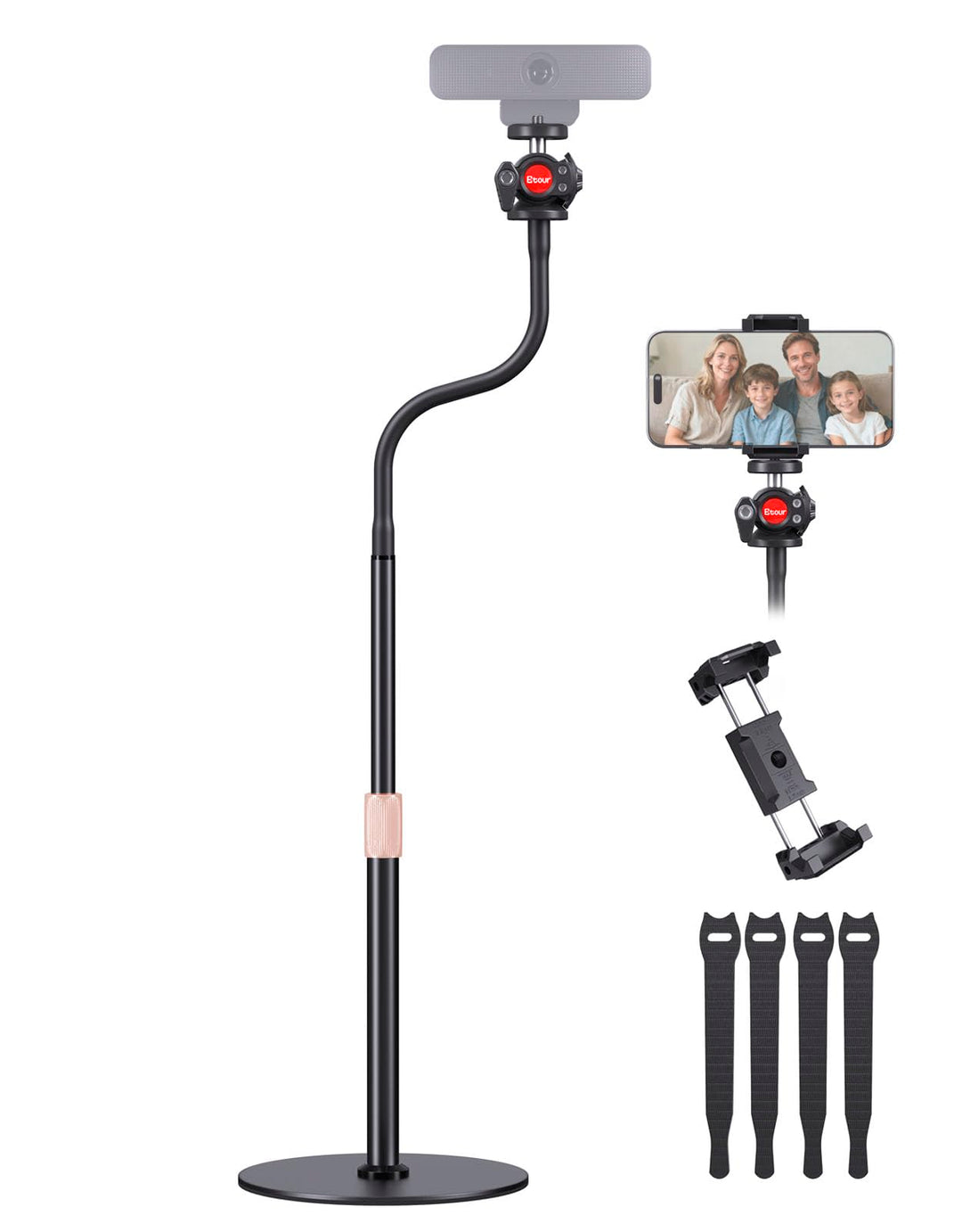 Webcam-Stativ für Schreibtisch, verbessertes Gänsehals-Webcam-Tripod & 360°-Drehkopf mit 1/4"-Gewind
