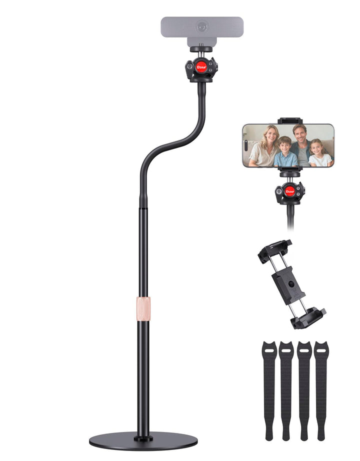Webcam-Stativ für Schreibtisch, verbessertes Gänsehals-Webcam-Tripod & 360°-Drehkopf mit 1/4"-Gewind