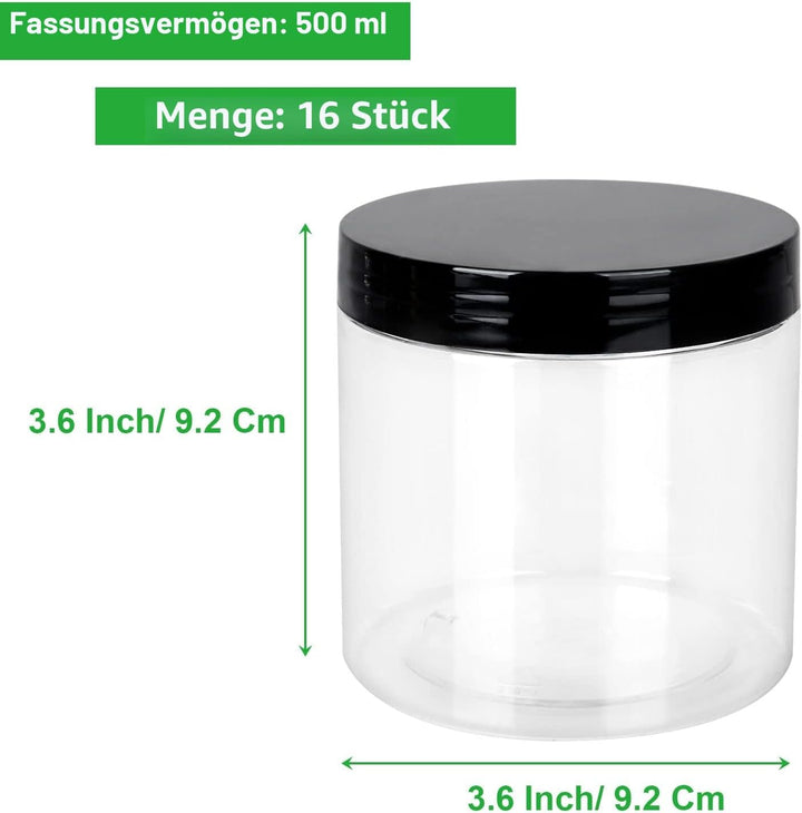 AKOLAFE 16er Set Vorratsdosen mit Deckel 500ml Vorratsgläser mit Deckel Luftdicht Transparente Plast