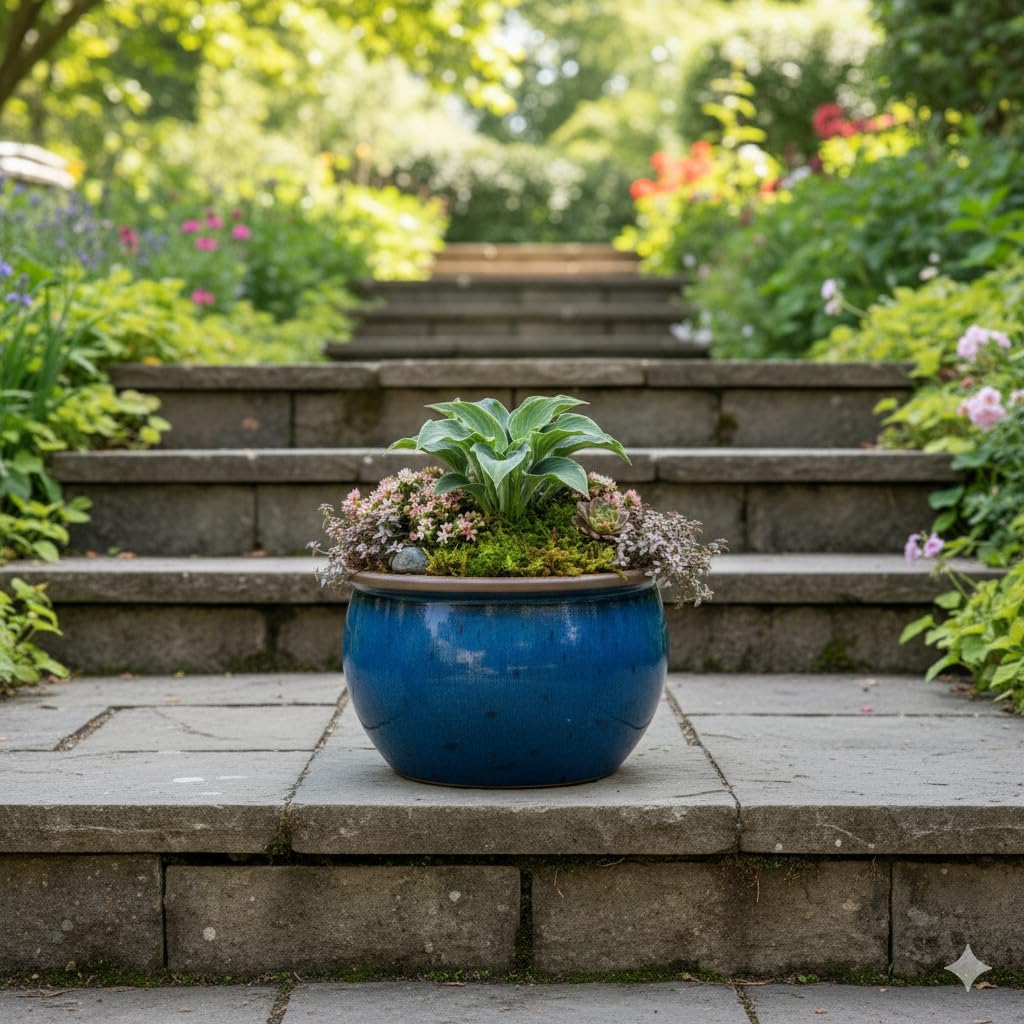 Teramico Blumentopf Pflanzgefäss Übertopf Modell Bavaria Grün Blau Verschiedene Grössen - absolut fr