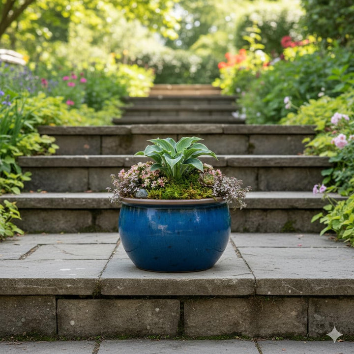 Teramico Blumentopf Pflanzgefäss Übertopf Modell Bavaria Grün Blau Verschiedene Grössen - absolut fr