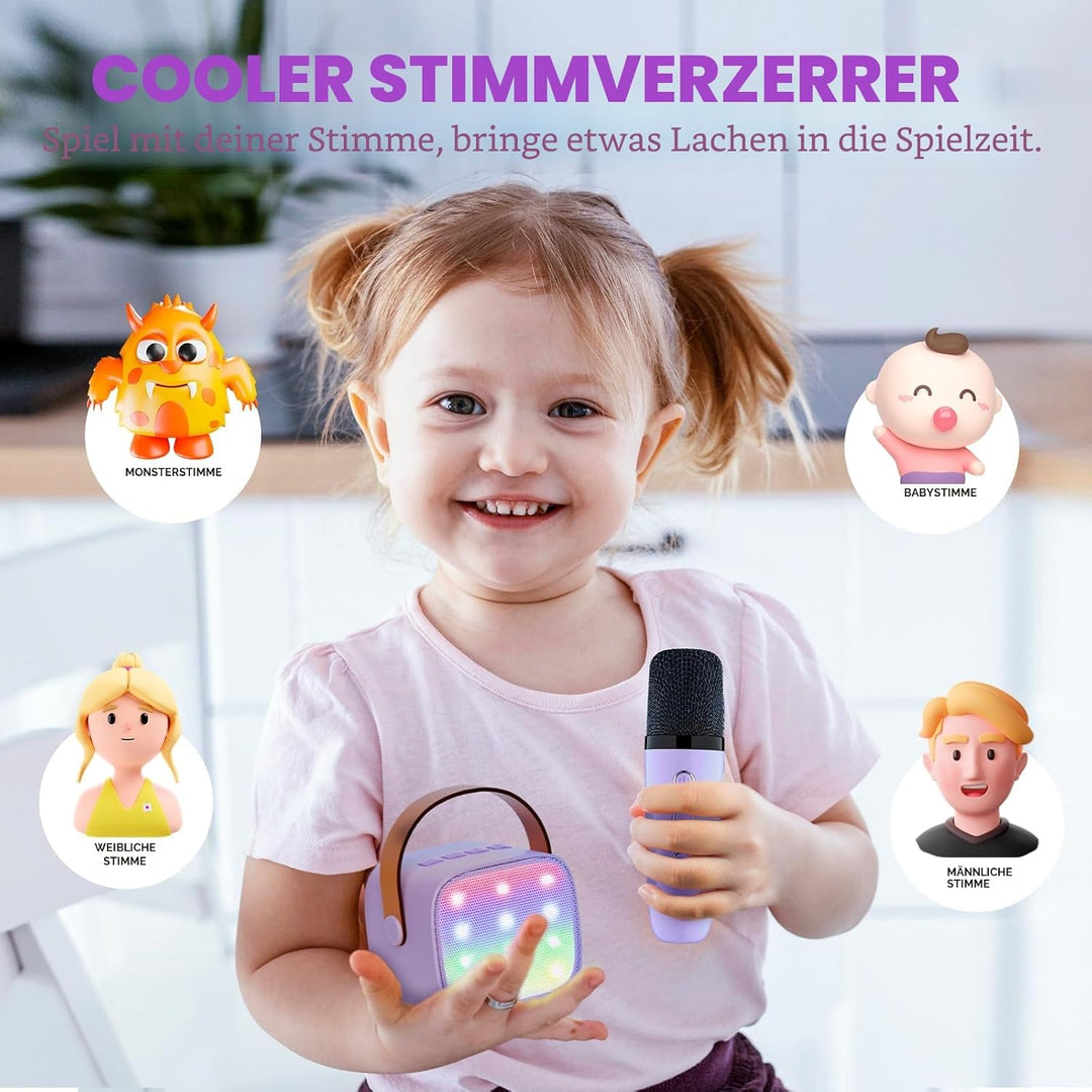 Wowstar Karaoke Maschine mit 2 Drahtlosen Mikrofonen, Tragbares Bluetooth Karaoke Maschine für Kinde