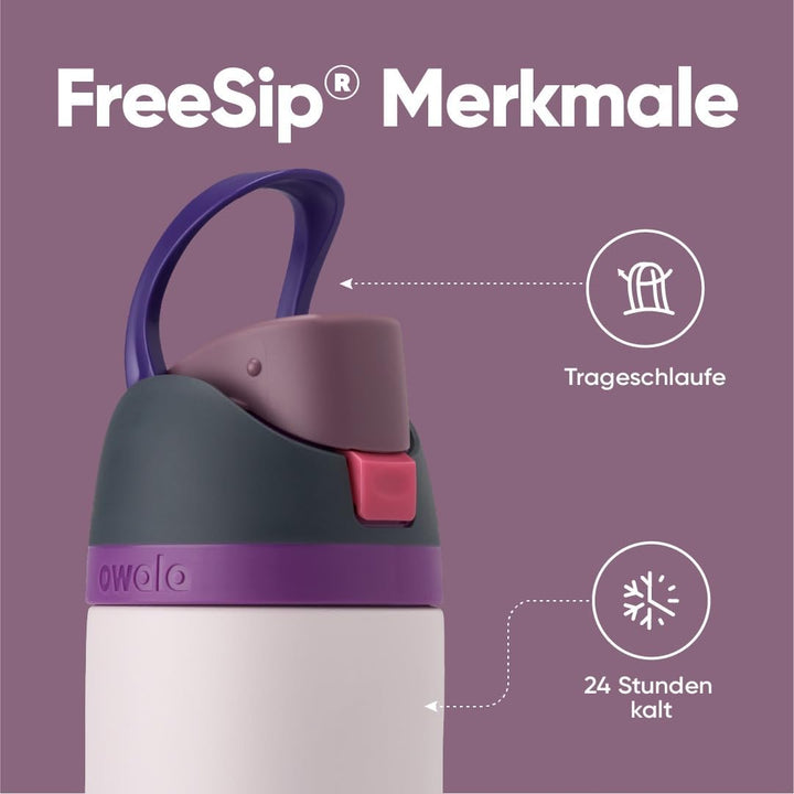 OWALA FreeSip Isolierte Edelstahl Trinkflasche mit Strohhalm, 710 ml – BPA-frei, optimal für Sport,