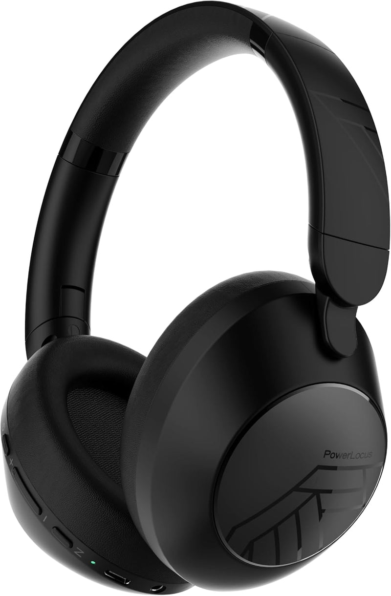 PowerLocus Bluetooth Kopfhörer Over Ear, Active Noise Cancelling Kopfhörer mit Mikrofon, 70std Spiel