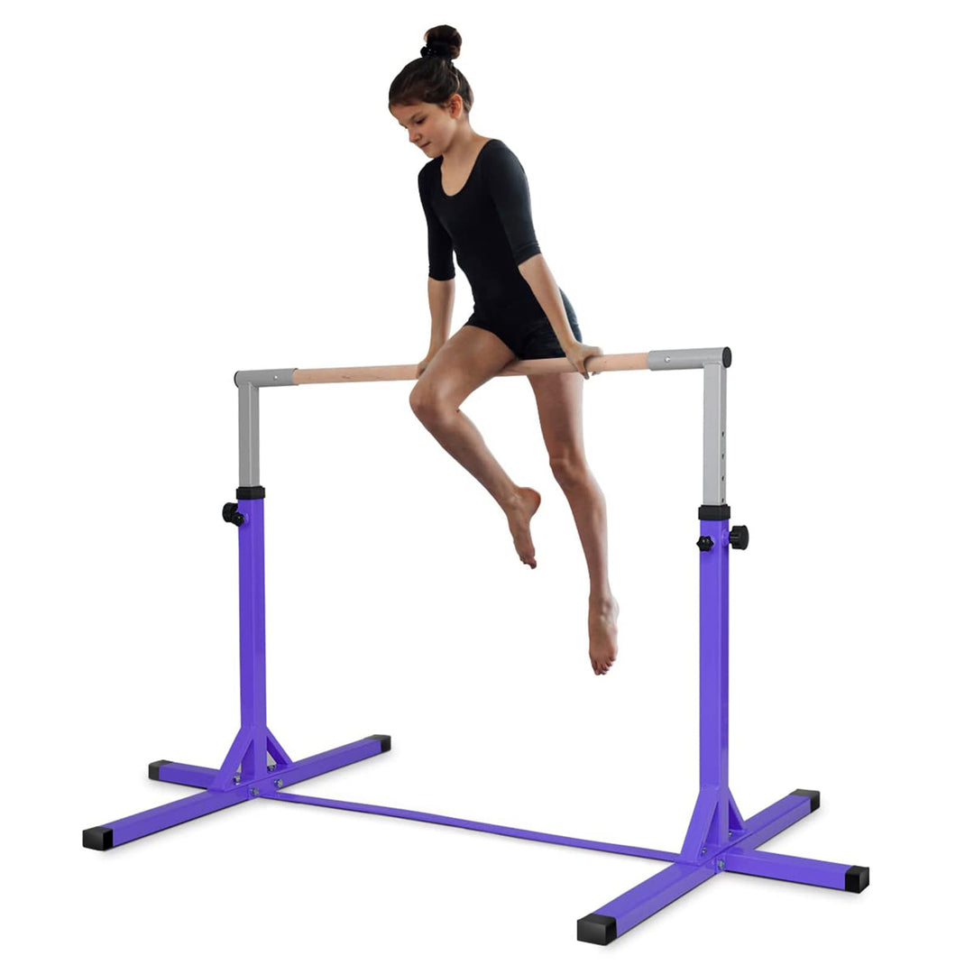 DREAMADE Gymnastik Turnreck Kinder, Reck Indoor, Reckstange Höhenverstellbar 12 Stufen, Reck Stange