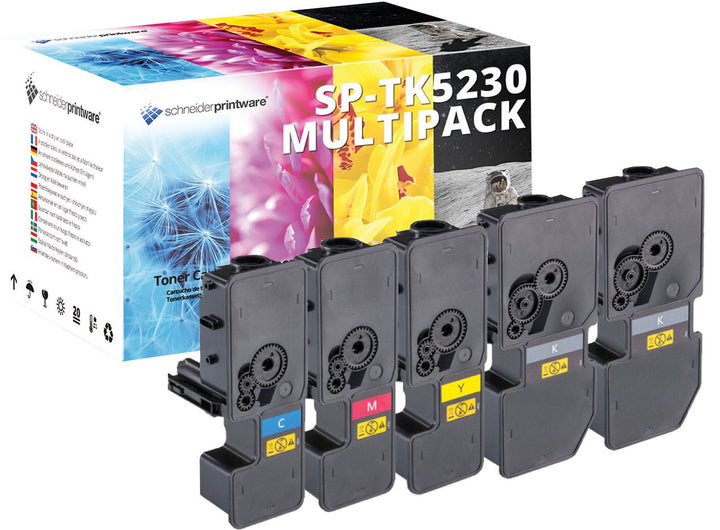 5 Schneider Printware Toner | 50 Prozent höhere Reichweite | kompatibel zu Kyocera TK-5230 für Kyoce