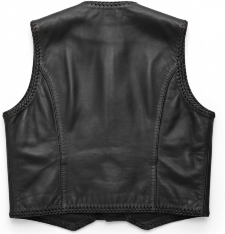 MDM Kinder Lederweste mit Conchos XS Schwarz, XS Schwarz