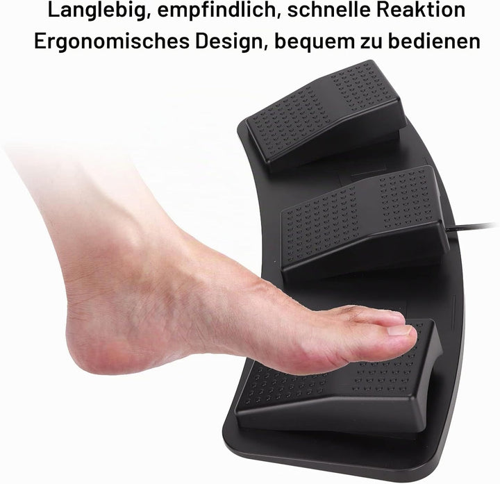 ASHATA USB-Fusspedal, USB-Dreifach-Fussschalterpedal, Multifunktionales, Ergonomisches Dreifach-Fuss