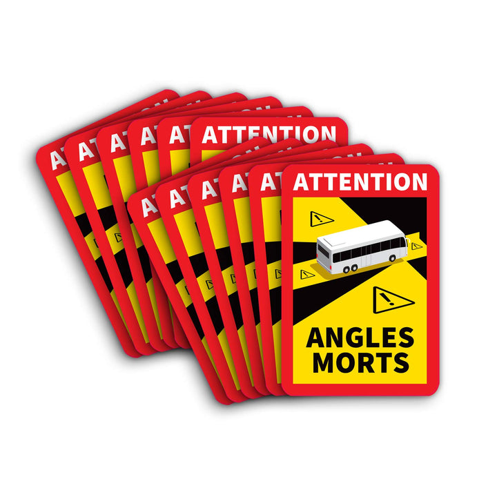 12 Stück Attention Angles Morts Magnetschilder 25 x 17 cm Magnet für LKW und Wohnwagen Warntafel Hin