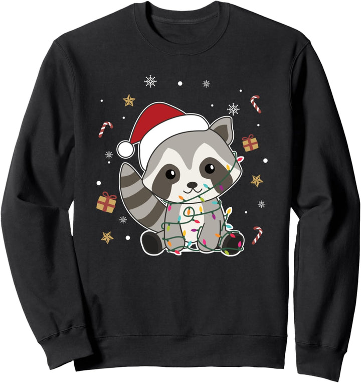 Waschbär Weihnachten weihnachtstiere Lichterkette Waschbären Sweatshirt