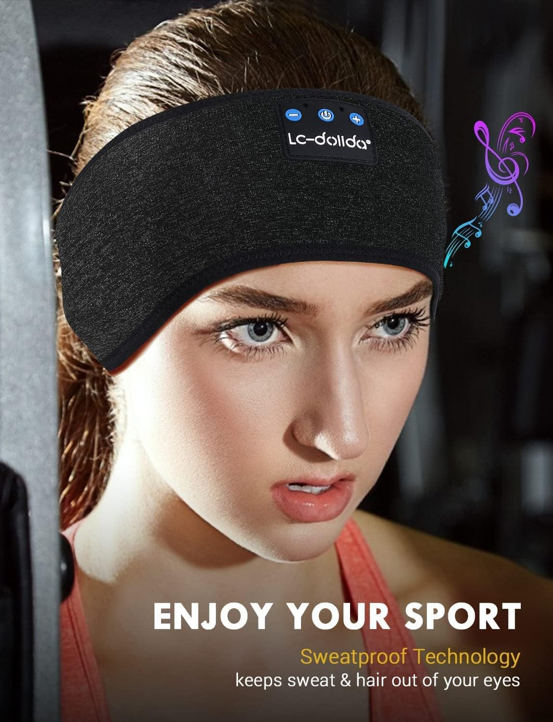 LC-dolida Schlafkopfhörer Bluetooth 5.4, Schlaf Stirnband Kopfhörer Headband Schlafmaske, Sportskopf