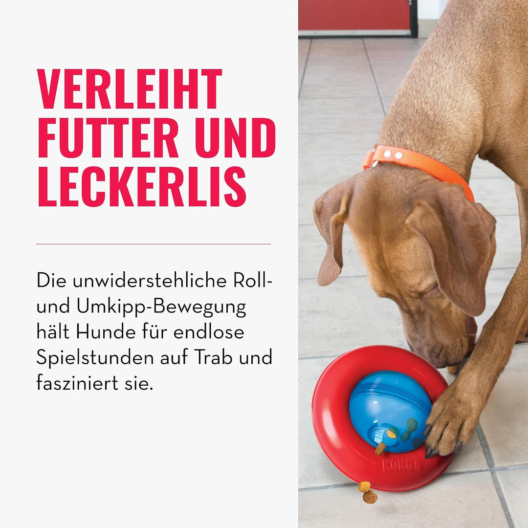 KONG Gyro - Interaktives Hundespielzeug mit Leckerlispender - Slow Feeder für Gesundes Fressen - Für