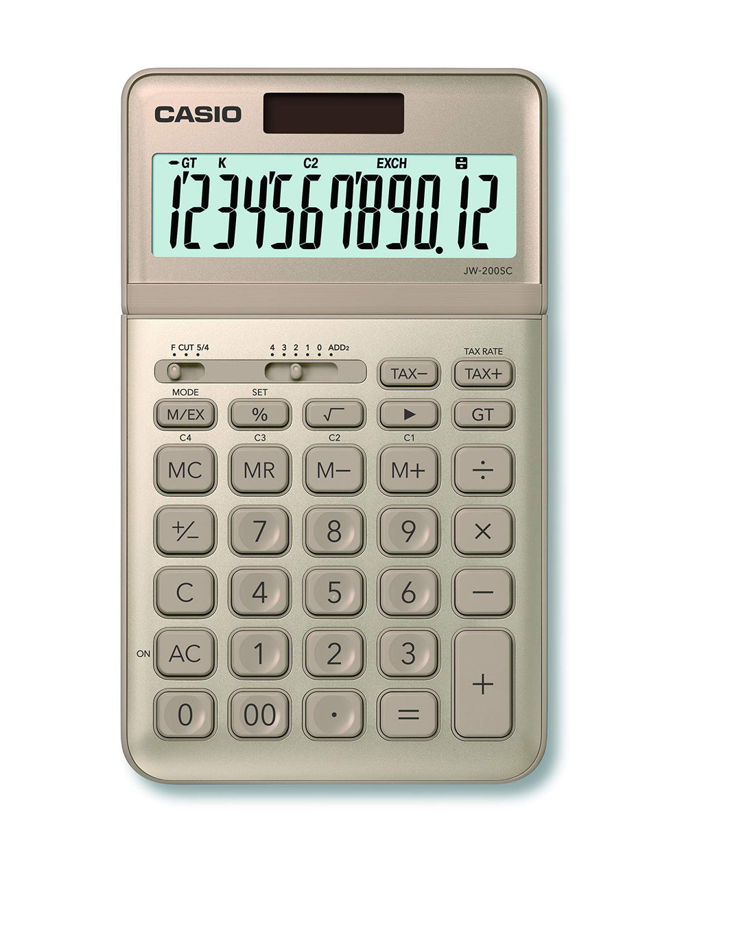CASIO Tischrechner JW-200SC, 12-stellig, in stylischen Farben, Steuerberechnung, Solar-/Batteriebetr