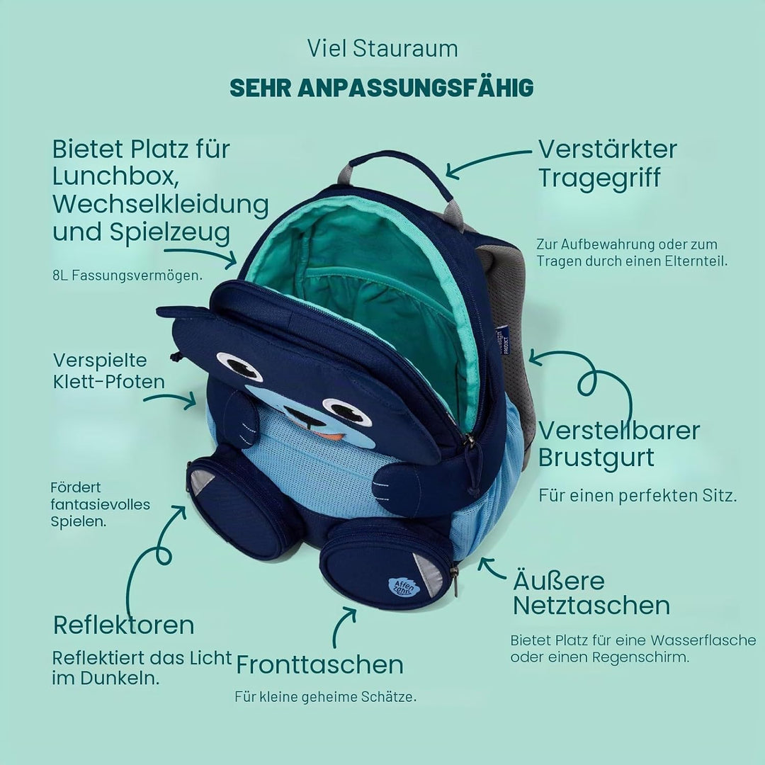 Affenzahn Kinderrucksack Grosser Freund | Kindergartenrucksack für Kinder von 3 bis 5 Jahren mit fun