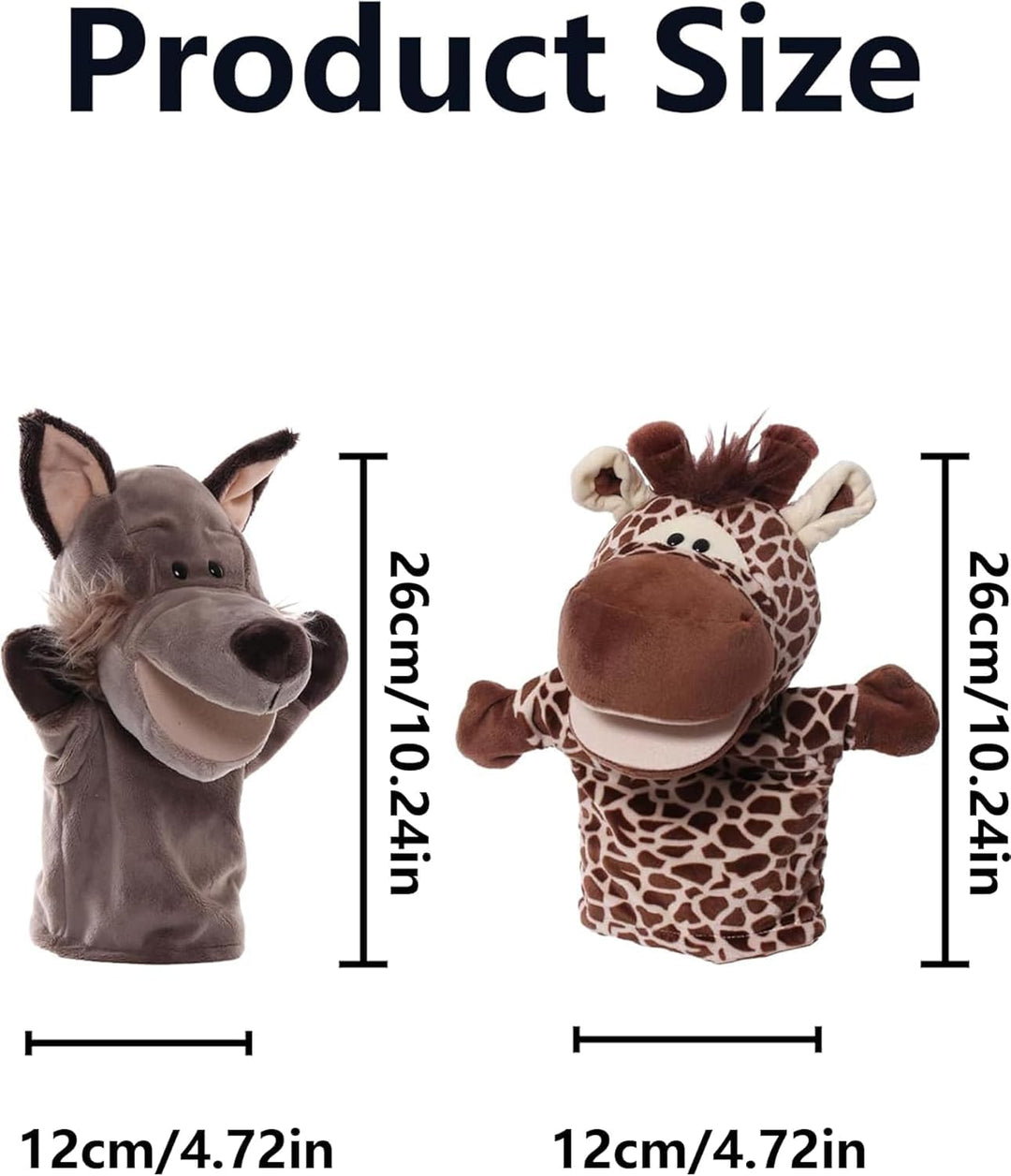 Handpuppen Tiere Wolf & Hirsch für Kinder Erwachsene, Plüschtiere Mund Kann Sich öFfnen, 2Pcs Hand P