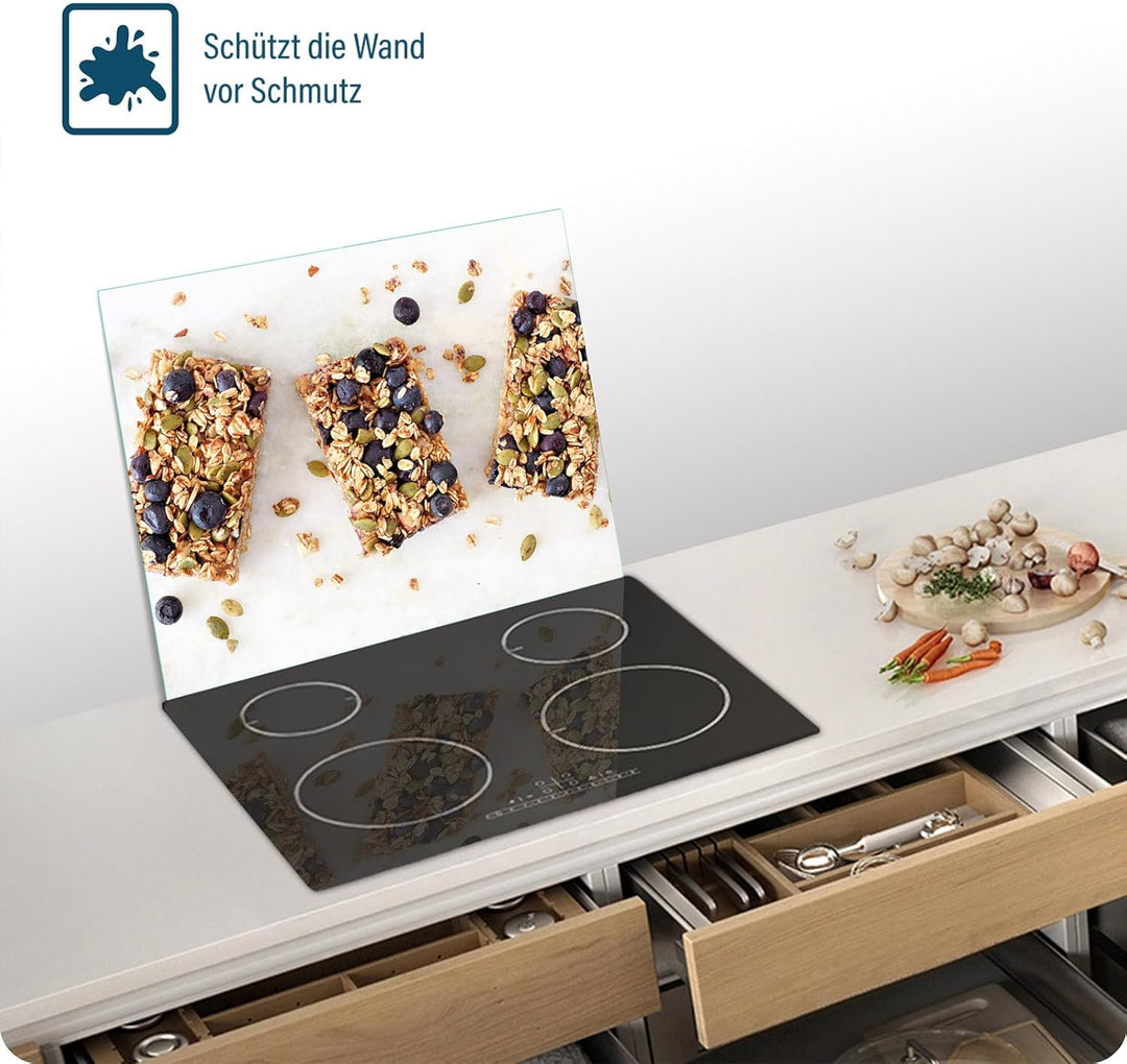 SFArt Herdabdeckplatte – Gehärtetes Glas Schneidebrett & Ceranfeld Abdeckplatte 1 Teilig 52x40 – Hyg