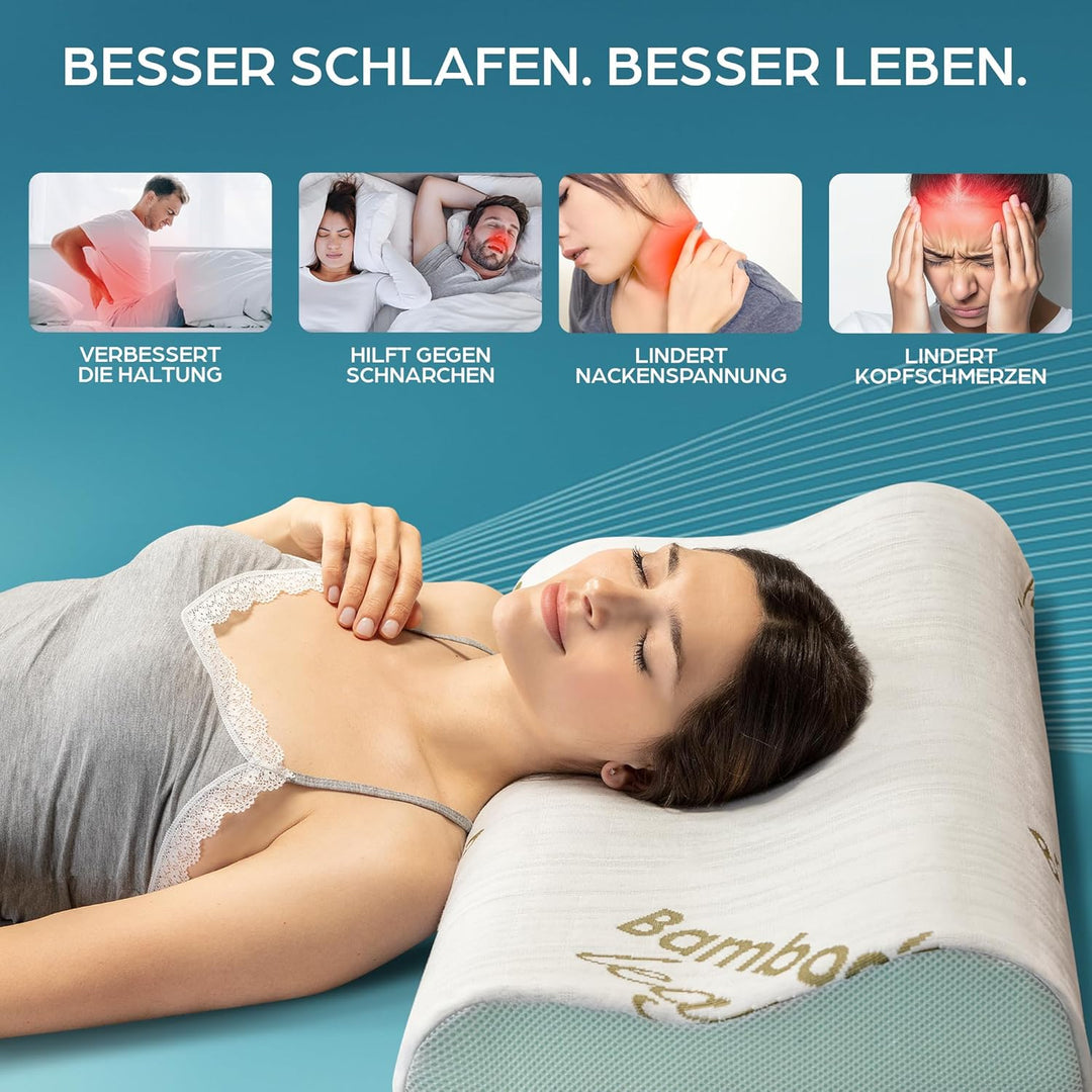 Flowen Orthopädisches Nackenstützkissen Memory Foam Kopfkissen Nackenkissen Ergonomisches für Bett H
