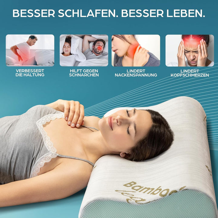 Flowen Orthopädisches Nackenstützkissen Memory Foam Kopfkissen Nackenkissen Ergonomisches für Bett H