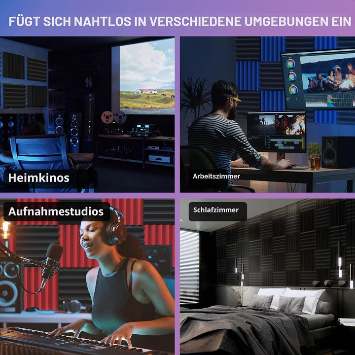 JBER Akustikschaumstoff, Studio-Schaumstoffkeile, feuerfest, schalldichte Polsterung, Wandpaneele, 5