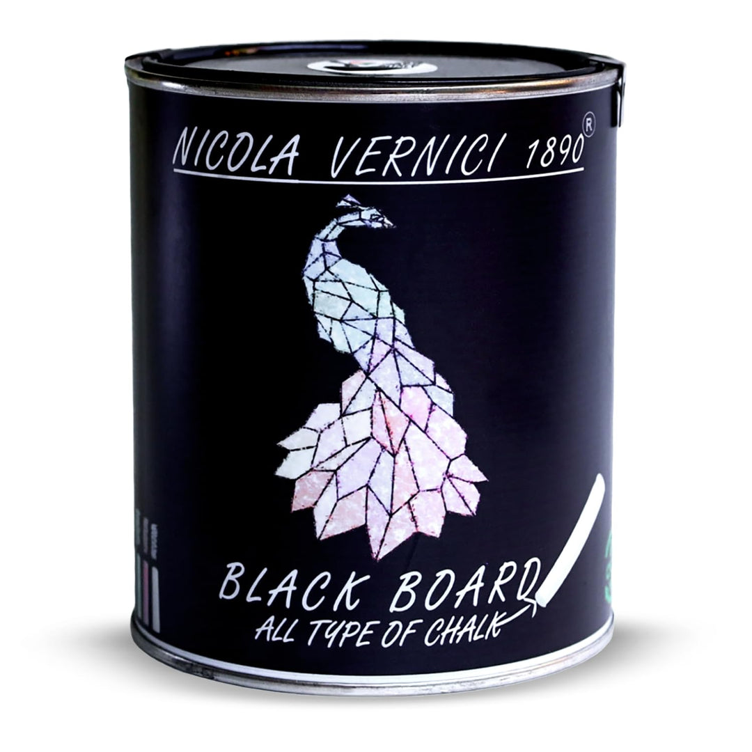 NICOLA VERNICI Dekofarbe mit Blackboard-Effekt, auf Wasserbasis, Schwarz,geeignet für jede Oberfläch