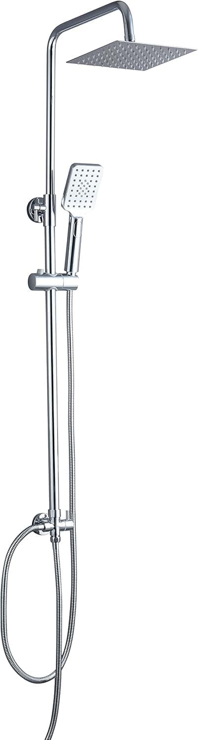 ELBE® Duschsystem aus Edelstahl ohne Armatur, mit quadratischem Duschkopf 20 cm Eckig,