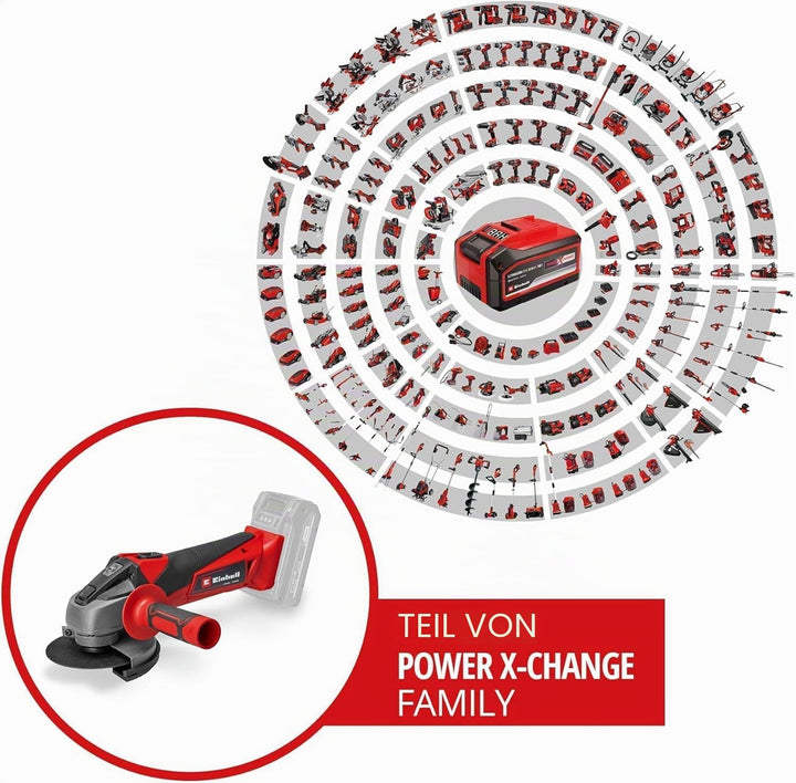 Einhell Akku-Winkelschleifer TC-AG 18/115 Li-Solo Power X-Change (18 V, 115 mm Scheibendurchmesser,