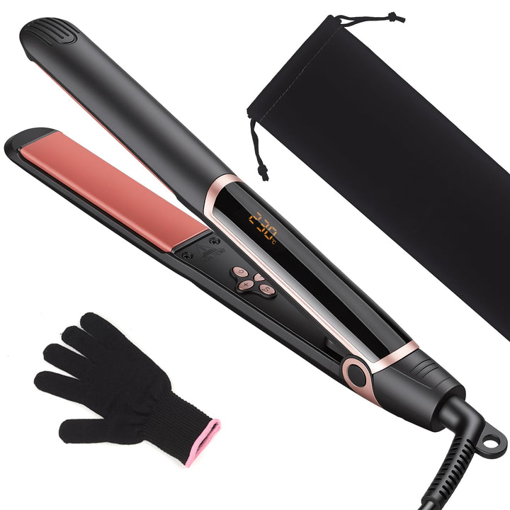 Glätteisen Locken und Glätten mit Quarz-Keramik, 14 Stufen (100-230°C)