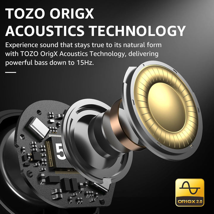 TOZO NC9 In Ear Kopfhörer Kabellos Bluetooth 5.3 mit Hybrid Active Noise Cancelling, 6 Mikrofone für