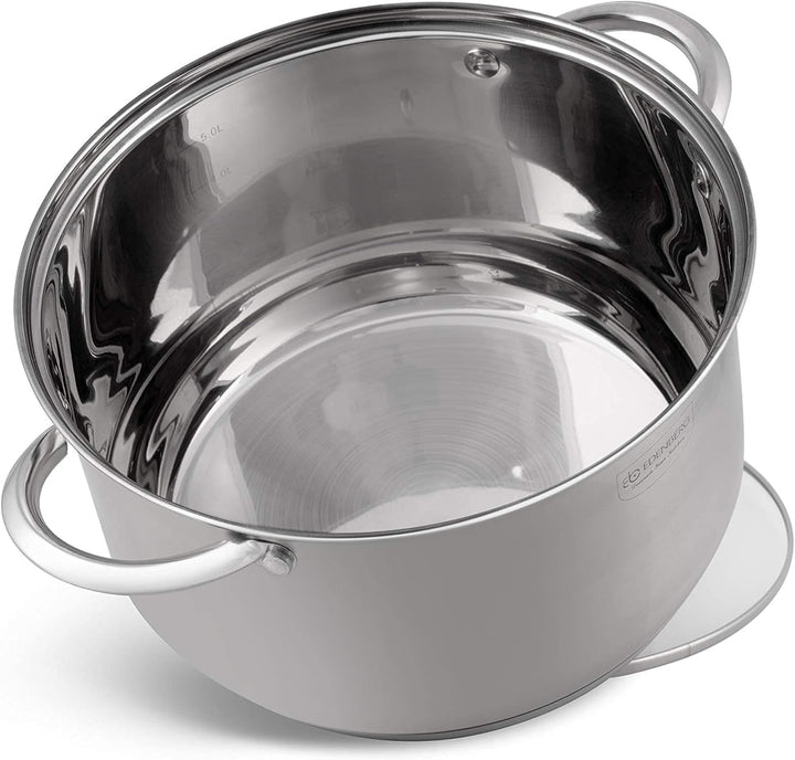 Edenberg 12 Elemente Topf Set eb-4000 aus Chrom-Nickel Edelstahl INOX18 / 10. Ideal für Gas-, Elektr