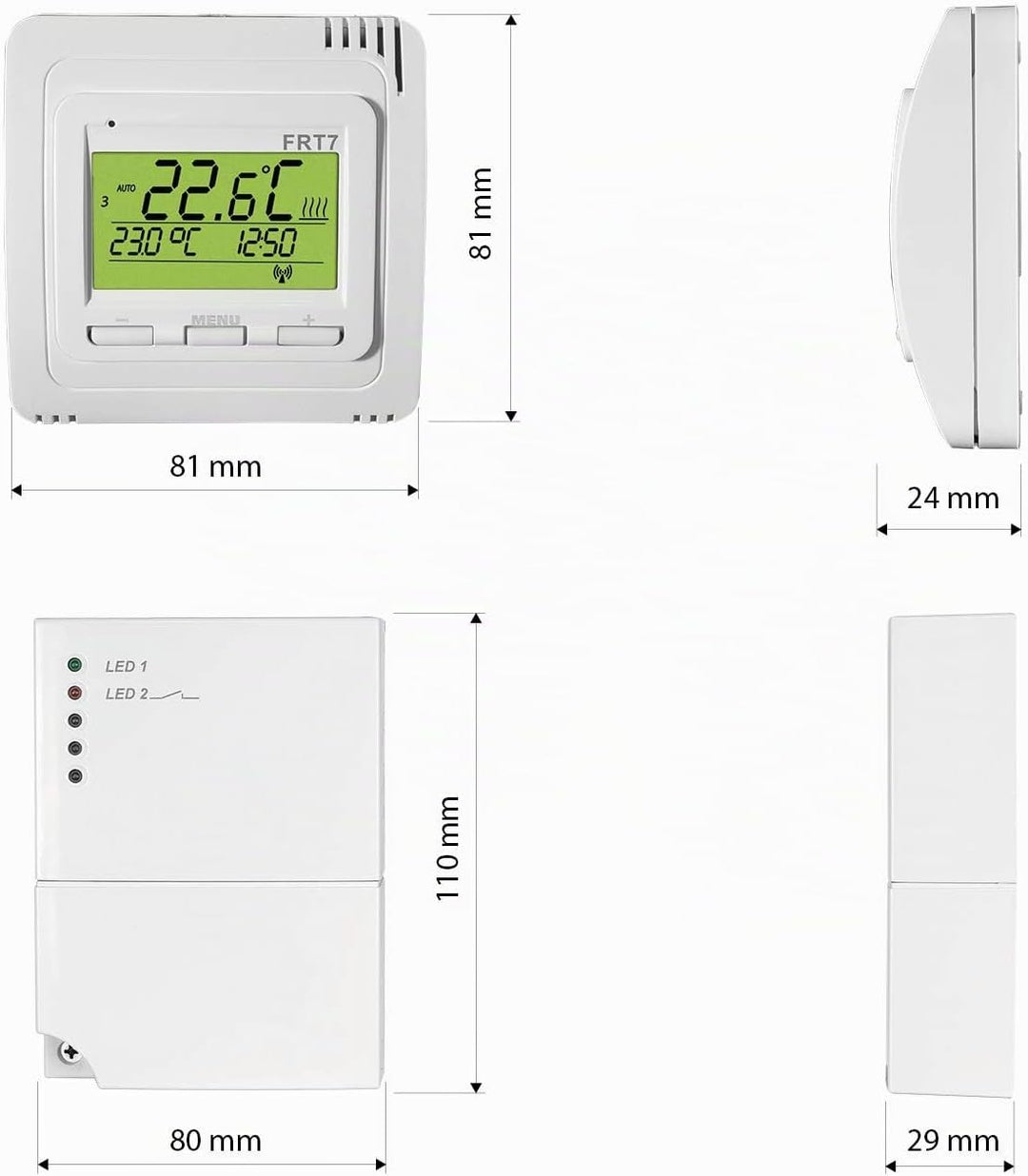 Elektrobock EOB FRT7B2 übersichtliches Display mit Hintergrundbeleuchtung, Weiss,